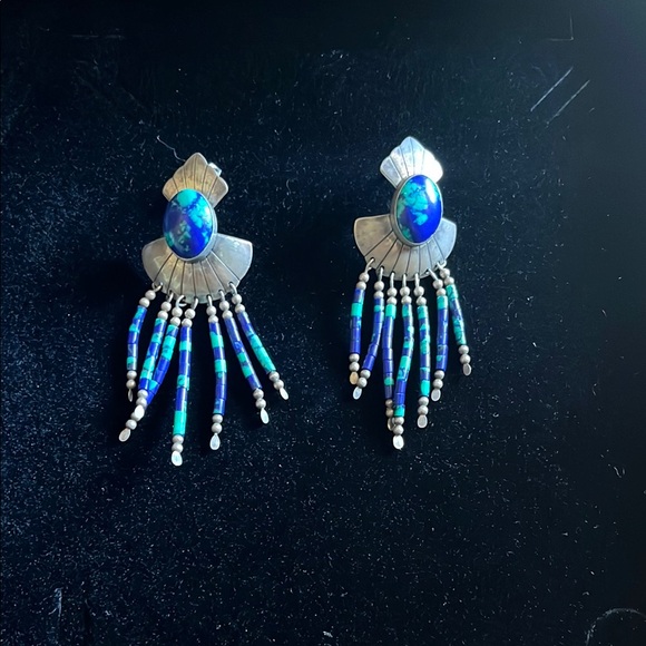 Elegant Blue and Silver Dangle Earrings